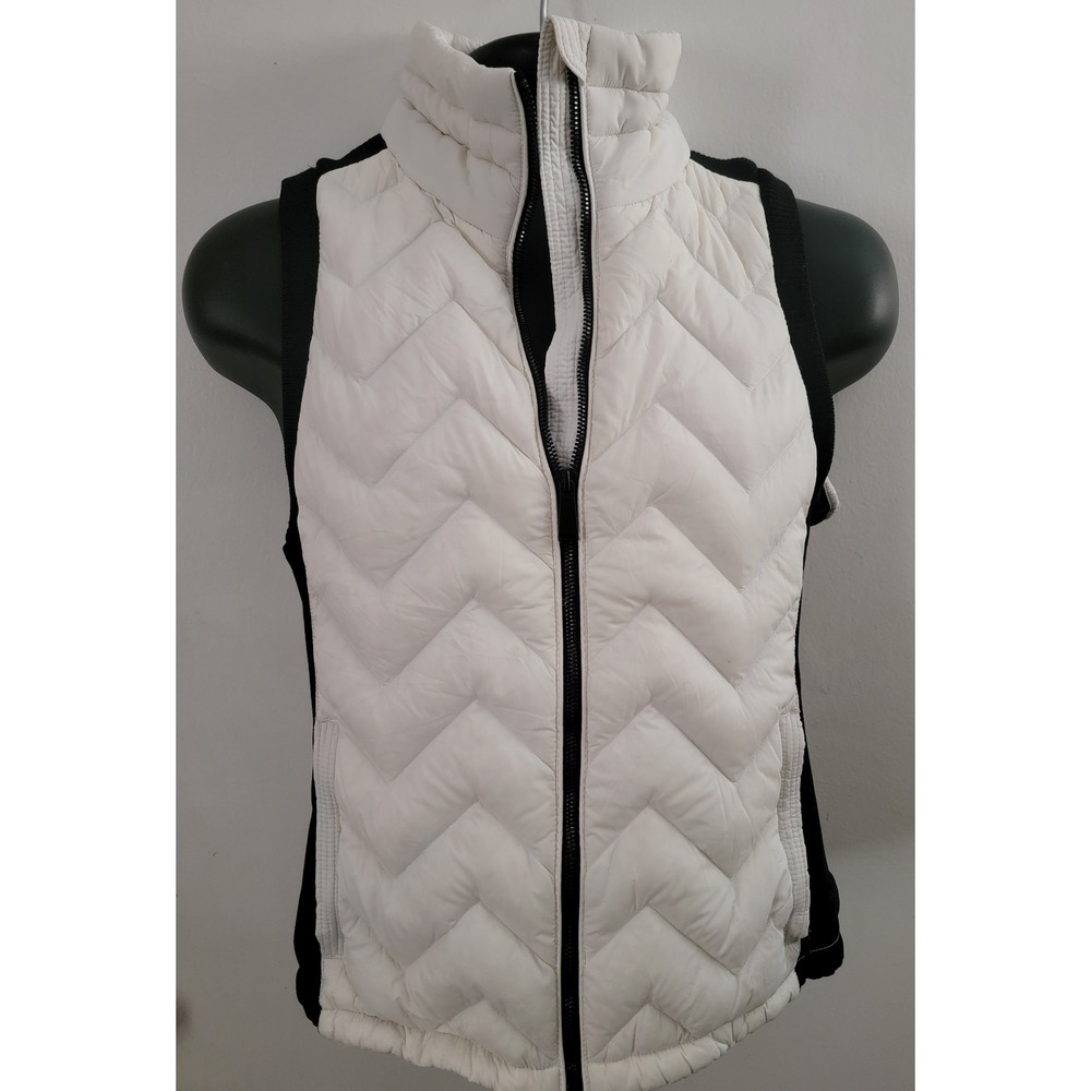 Calvin Klein Performance Women White Chevron Quilted Puffer Vest Blk&white Knit